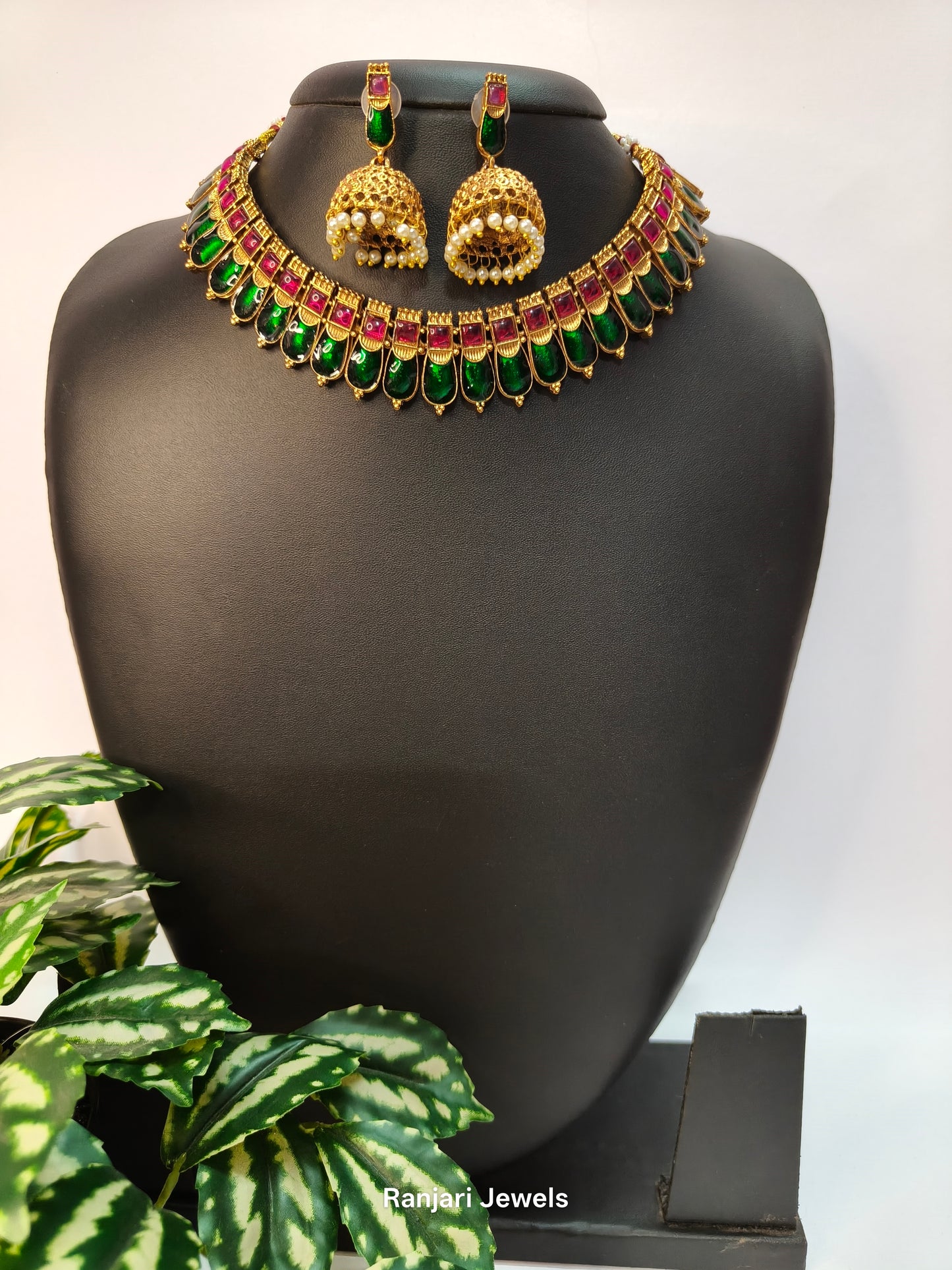 Kerala Traditional Palakka Enamel Necklace set