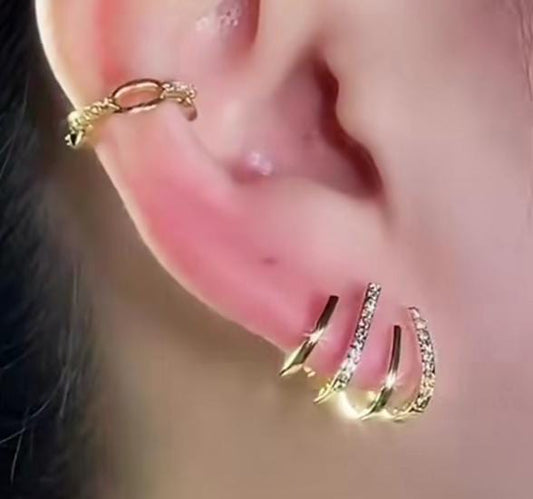 Trishika – Triple Line Diamond Replica Stud Earring