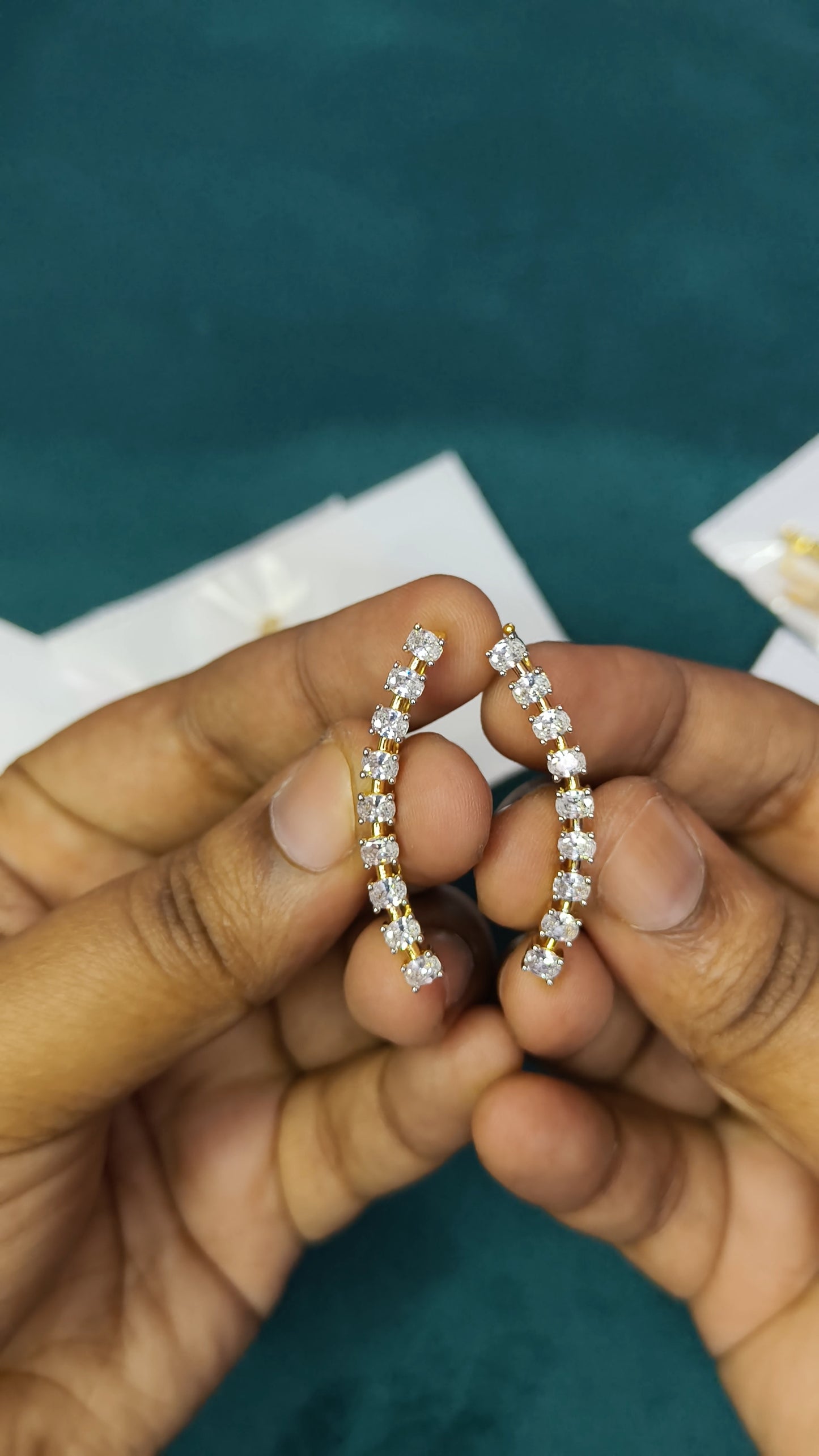 Shweta – Diamond Replica Bluetooth Style CZ Earrings V23