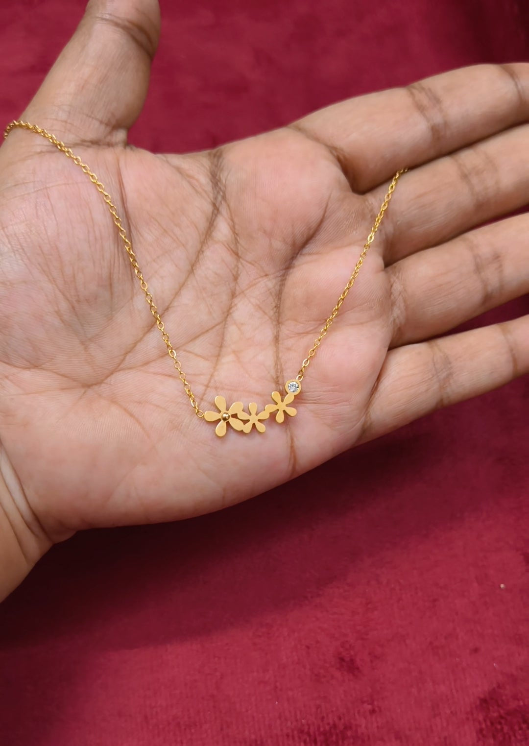 Prema - Floral pendant Antitarnish Chain