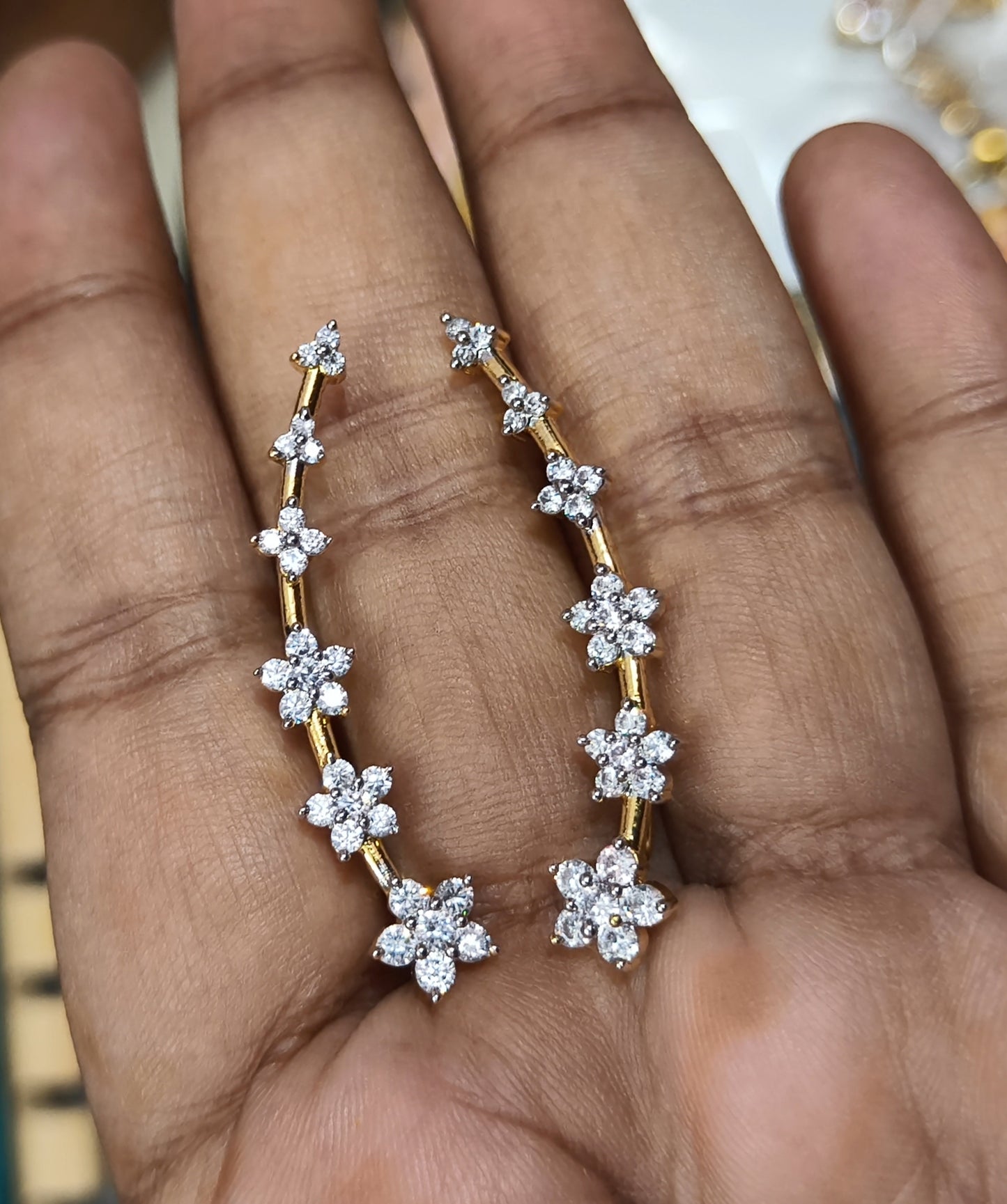 Shweta – Diamond Replica Bluetooth Style CZ Earrings V16