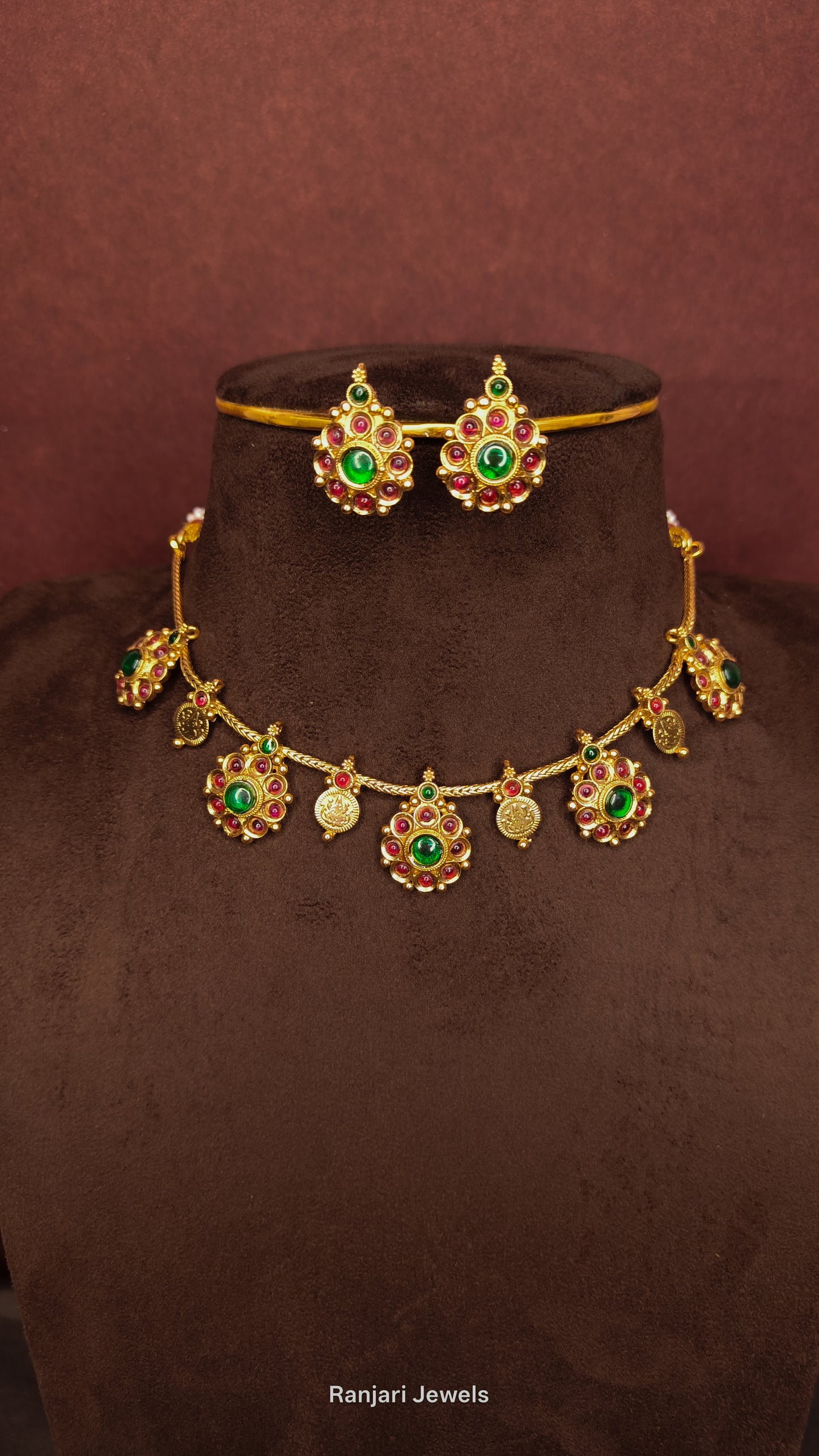 Ambika - Kemp Floral coin Necklace Set (Multi)
