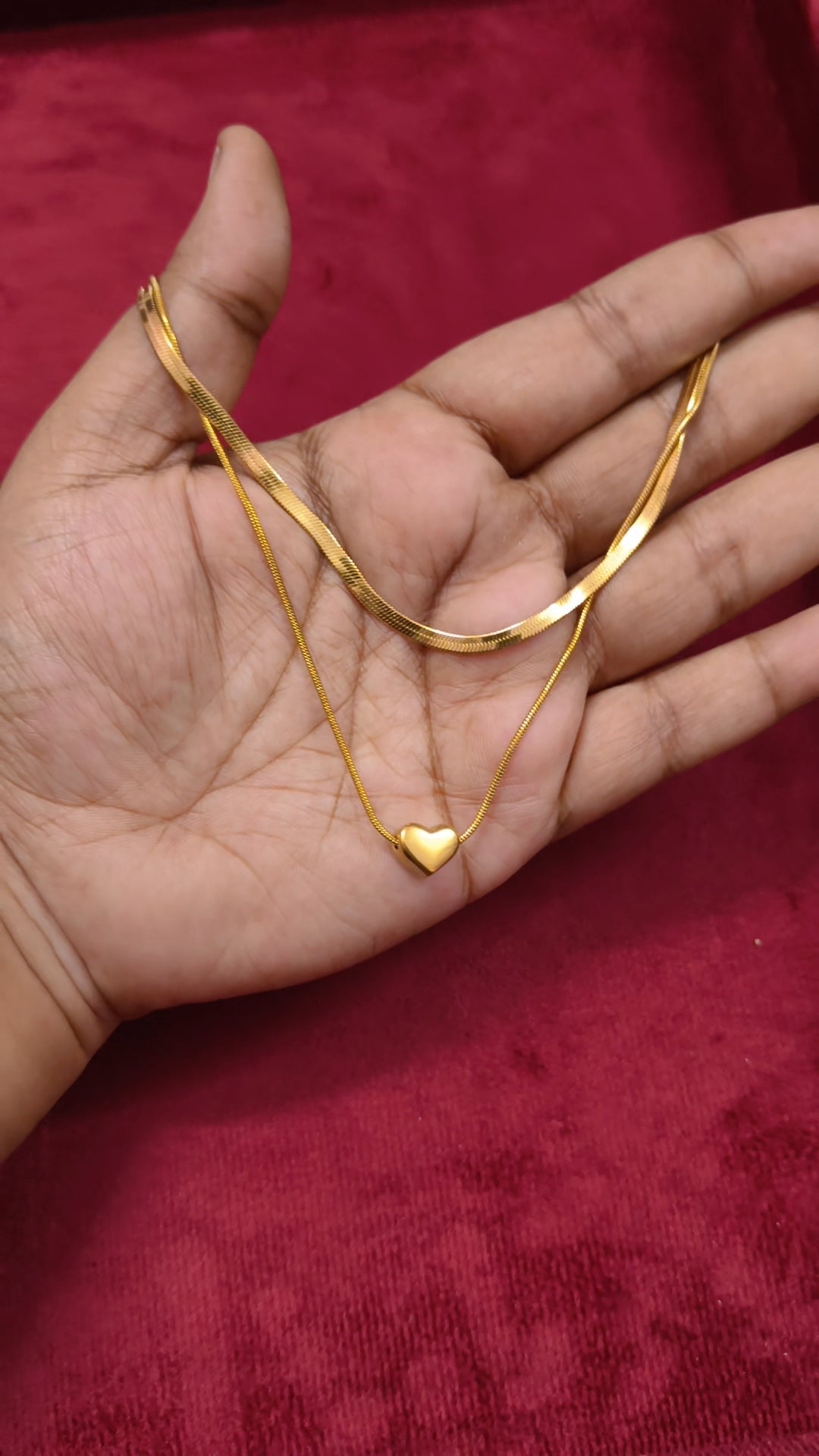Prema - Heart charm Dual layer Antitarnish Necklace