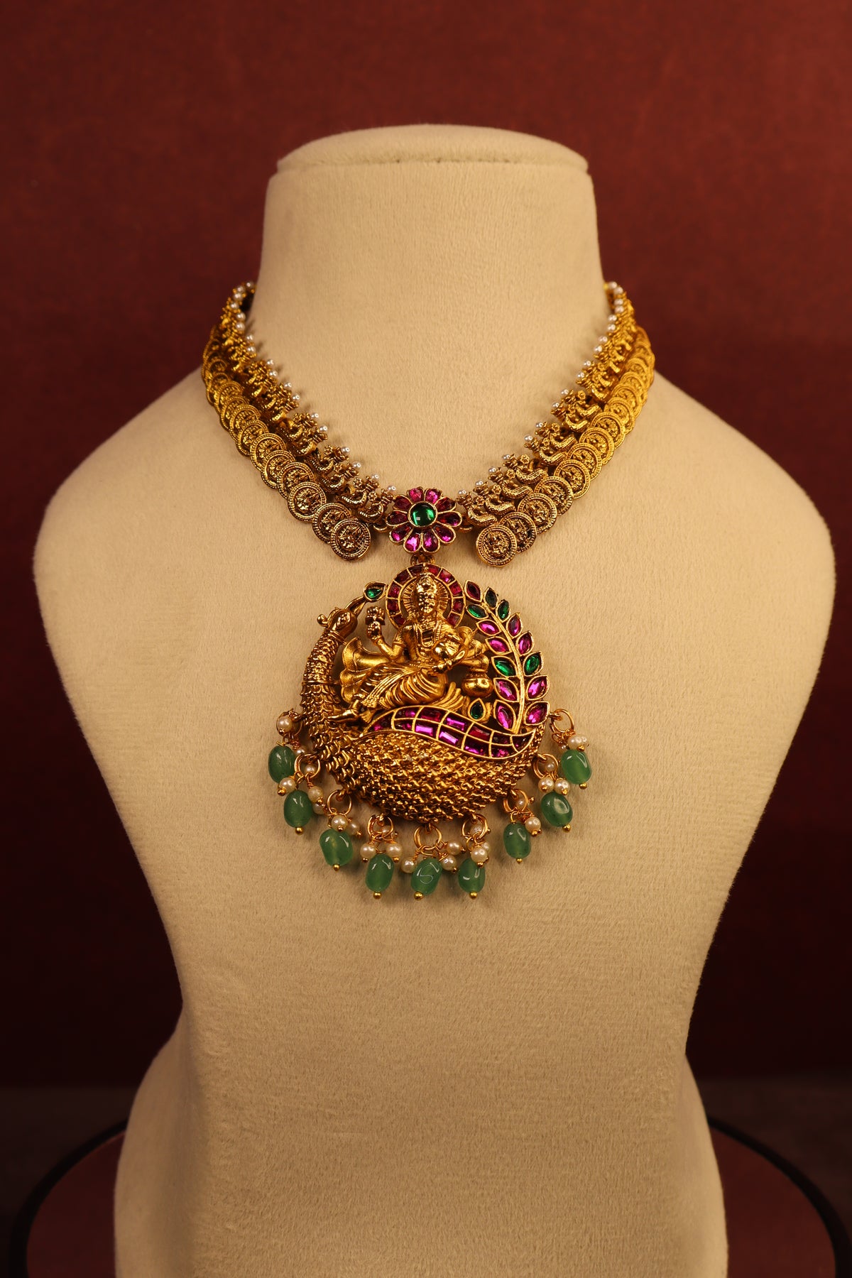 Gangai – Peacock Lakshmi Temple Necklace Set