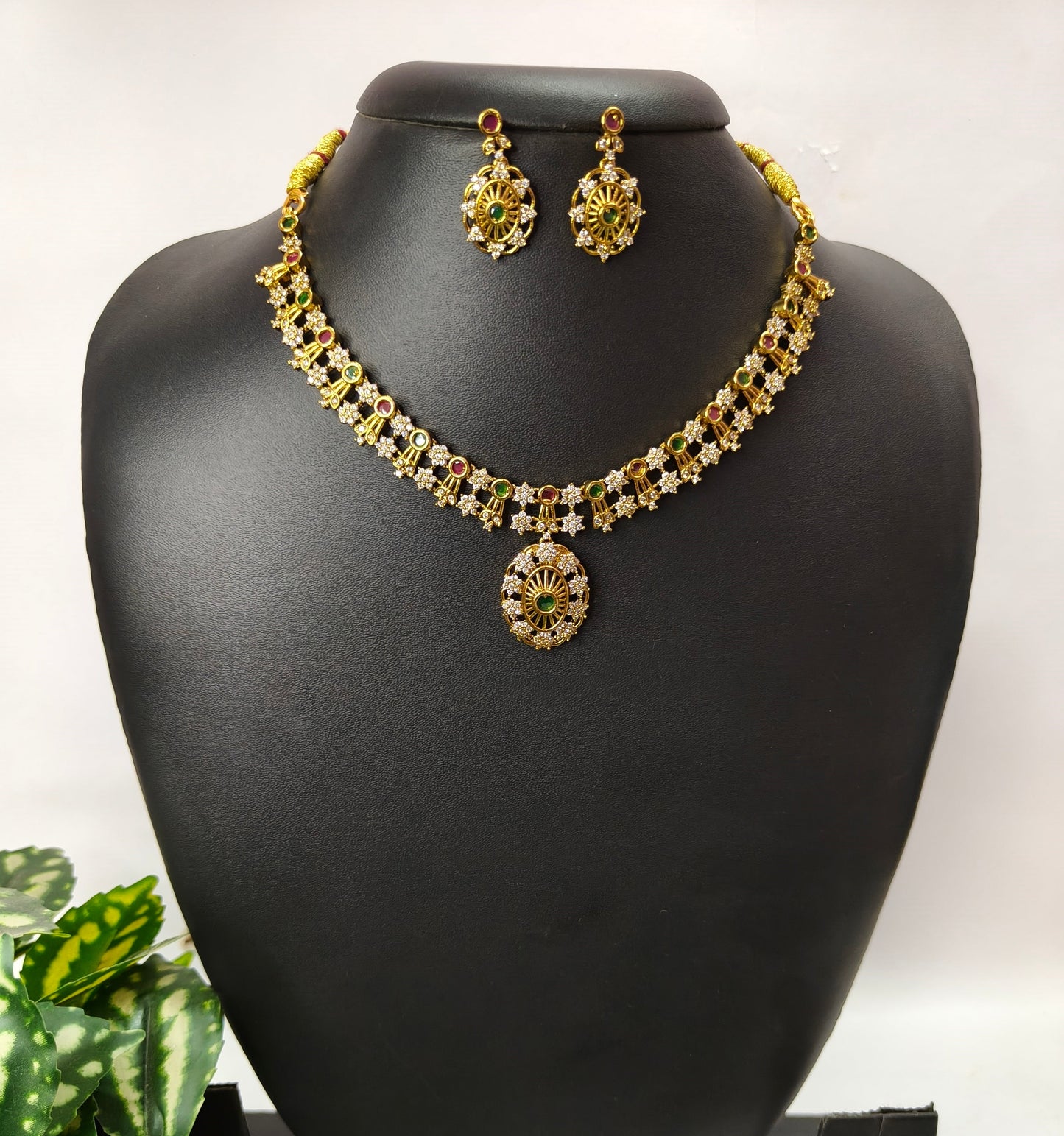 Pranaya - Antique AD necklace set (Multicolour)