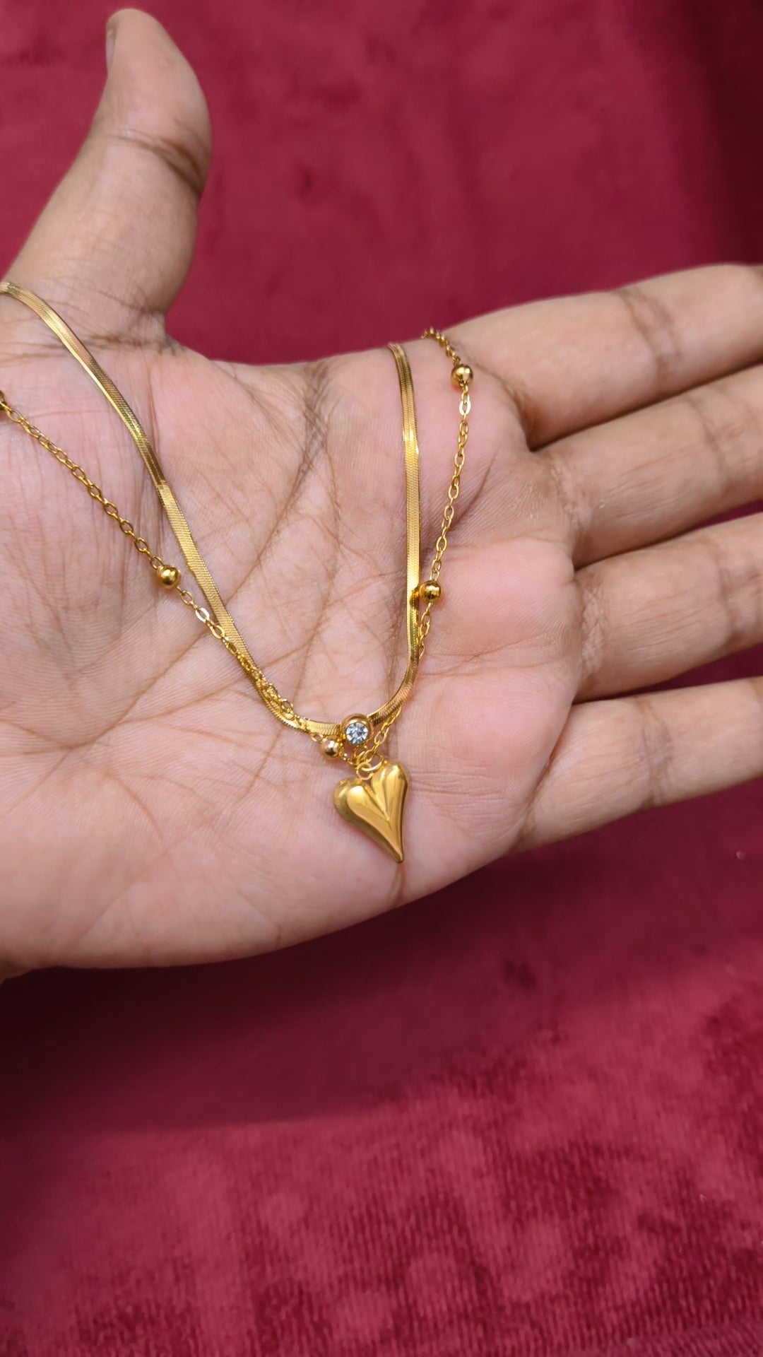 Prema - Heart drop Dual layer Antitarnish Necklace