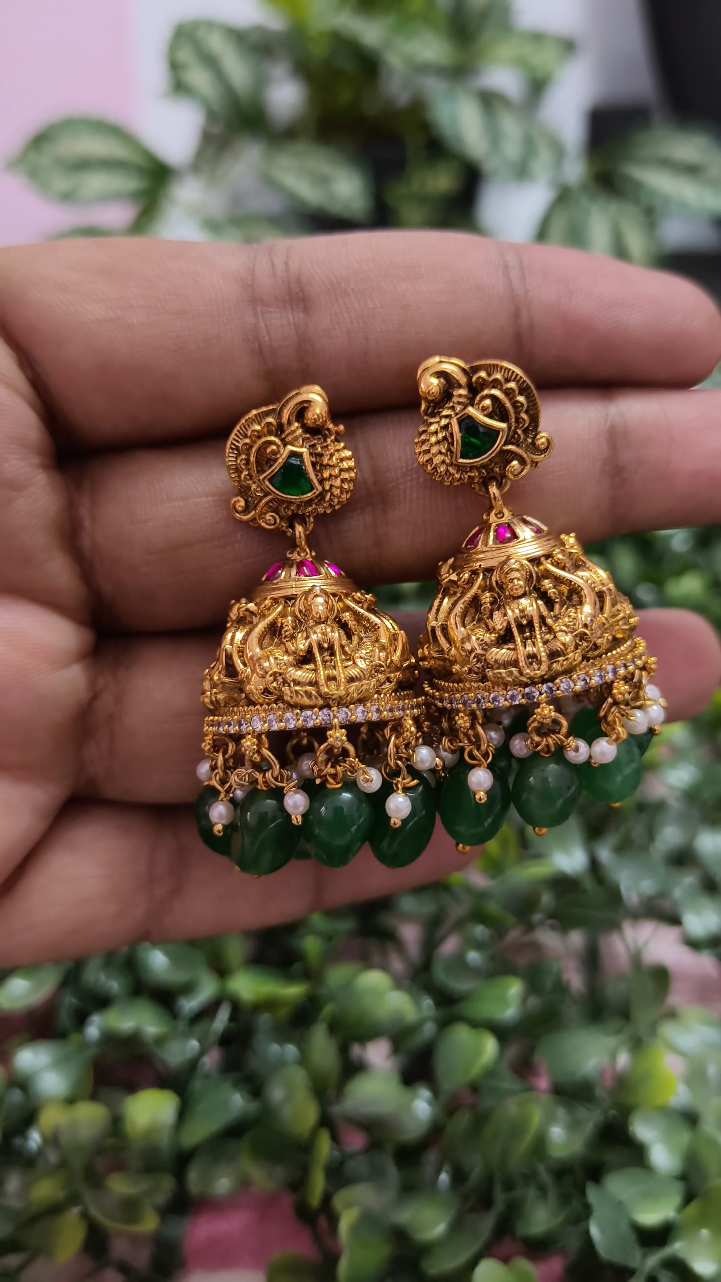 Premium 3D Jadau stone Nakshi Kooda Jhumka
