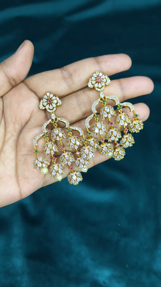 Premium uncut diamond statement earrings(Multi)