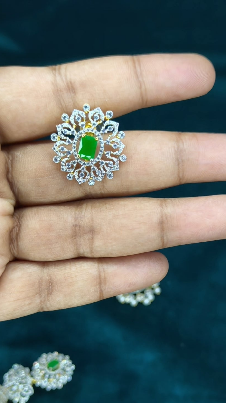 Abiksha - 4 in 1 Detachable Bridal Jumkha Earrings(Green)