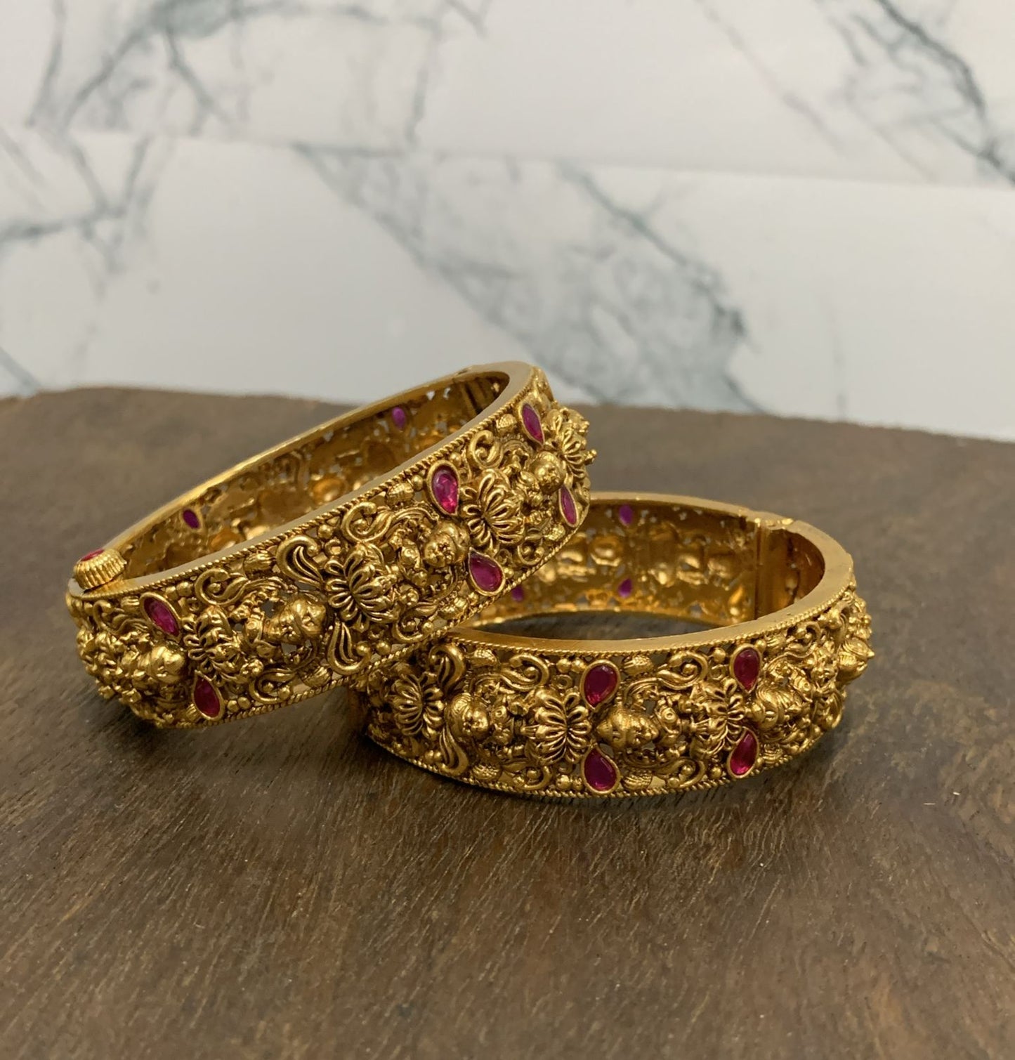 Premium 3D Lakshmi Jadau stone Kada Bangles