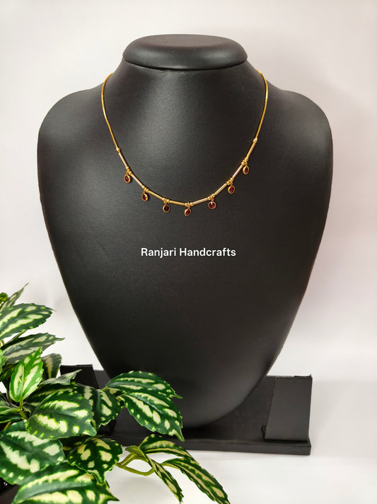 Premium Gold polished Crystal Tube Necklace - Round