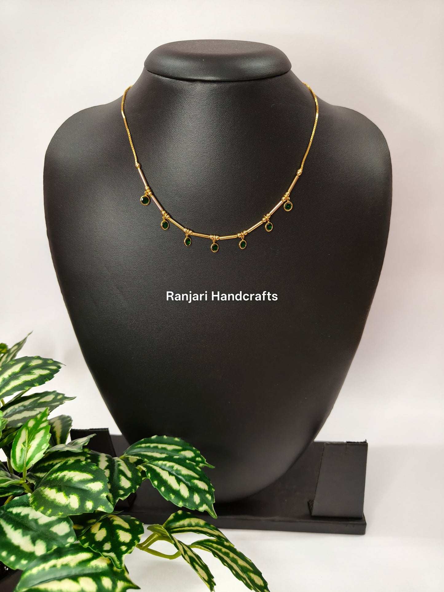 Premium Gold polished Crystal Tube Necklace - Round