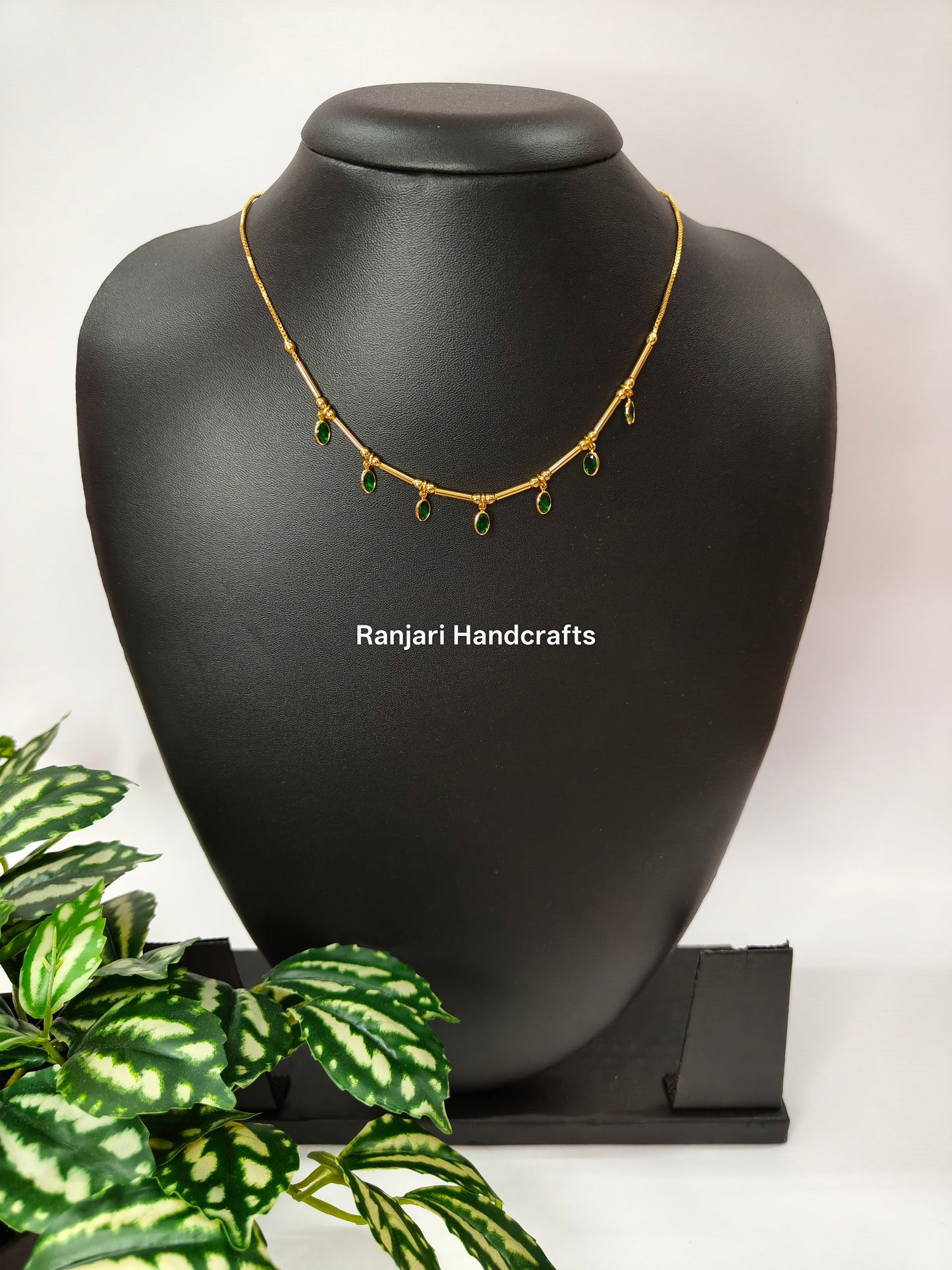 Premium Gold polished Crystal Tube Necklace - Oval