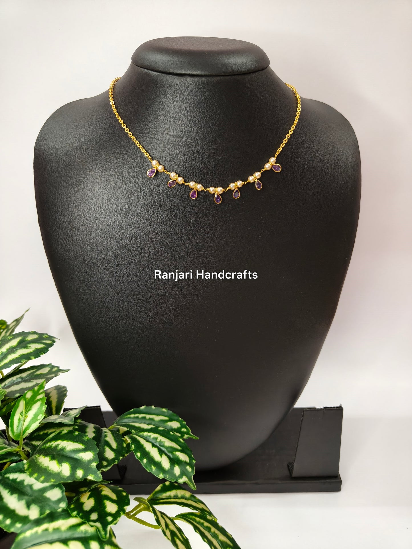 Handmade Polki Drops necklace