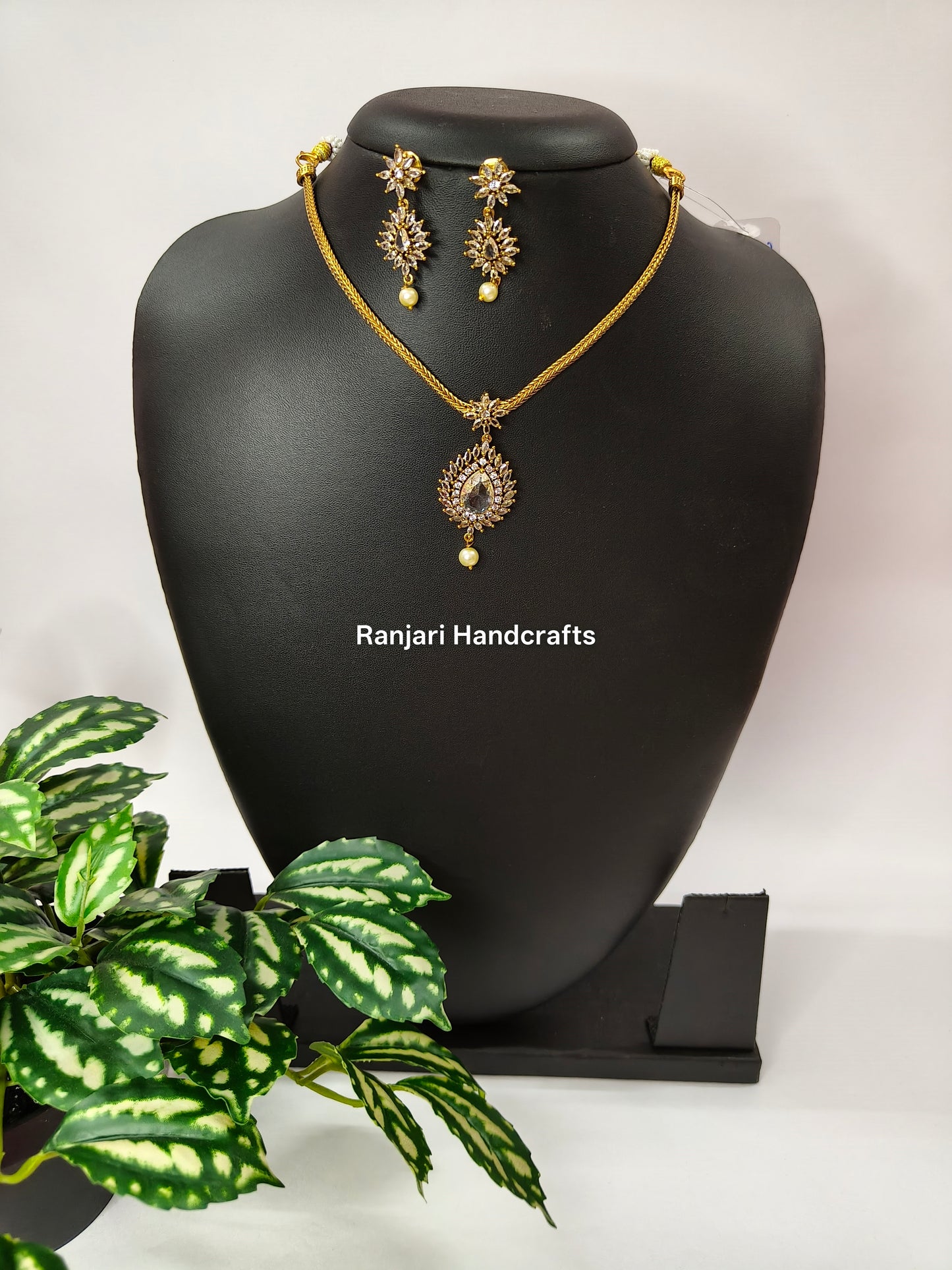 American Diamond Drop Flower Attigai