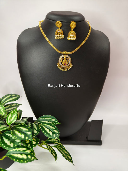 Lakshmi Pendant Attigai With Jumkhas