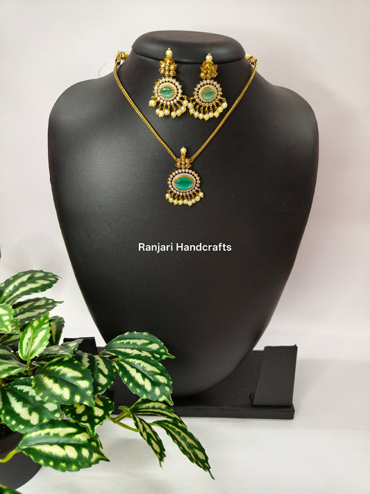 Oval shape Flower Attigai - Sea Green