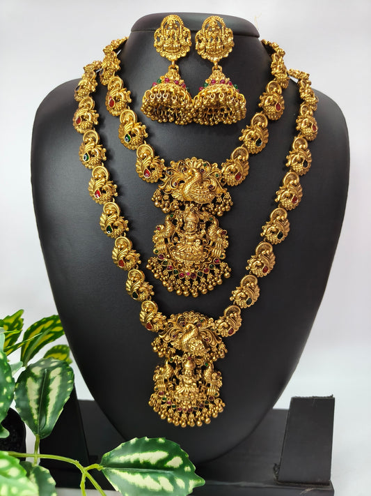 3D embossed Peacock Semi Bridal Set