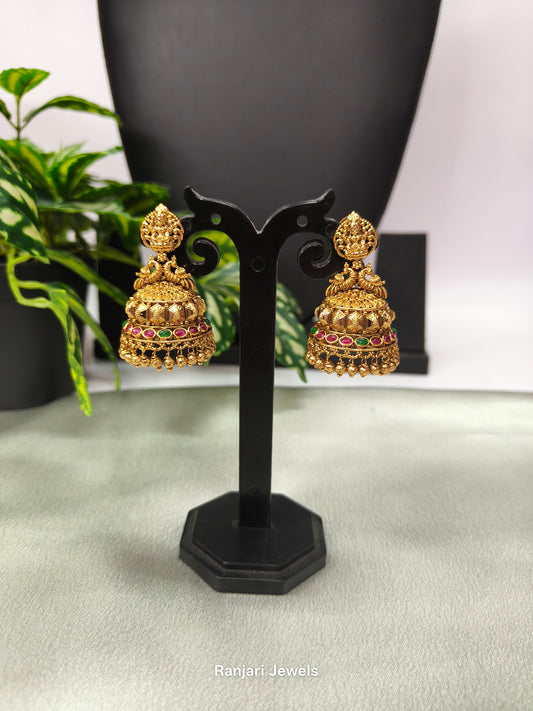 Ruhani – Antique Gold Jadau Jhumka Earrings
