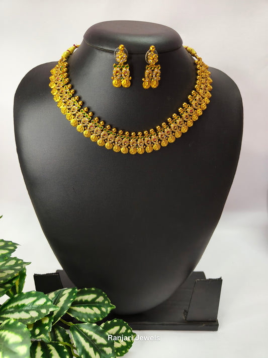 Gold Replica Manga Kaasu Mala Short Neckset