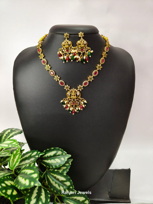 Padmika - Laxmi Floral Kemp Necklace Multi colour Hangings