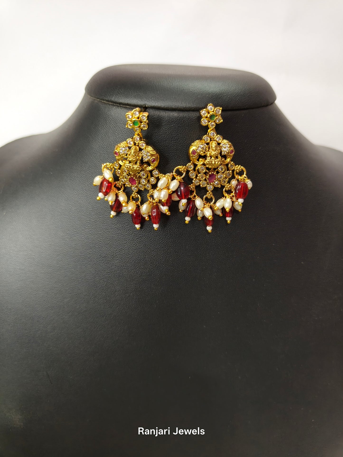 Padmika - Laxmi Floral Kemp Necklace Red Beads Hangings