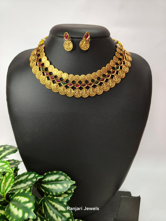 Laxmi Duala kasu Maala Short Neck set