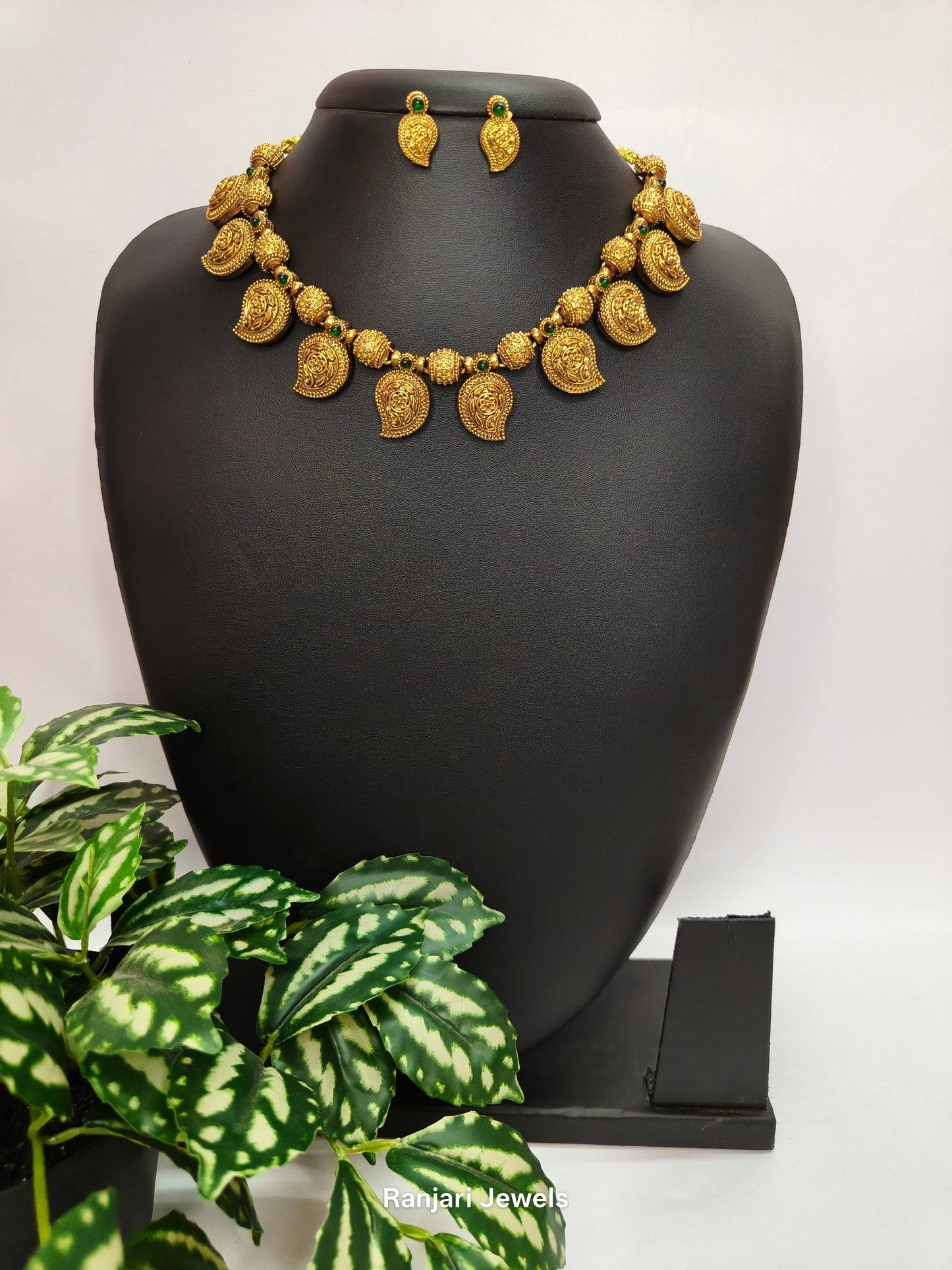 Real Gold Replica Antique Maanga Necklace set