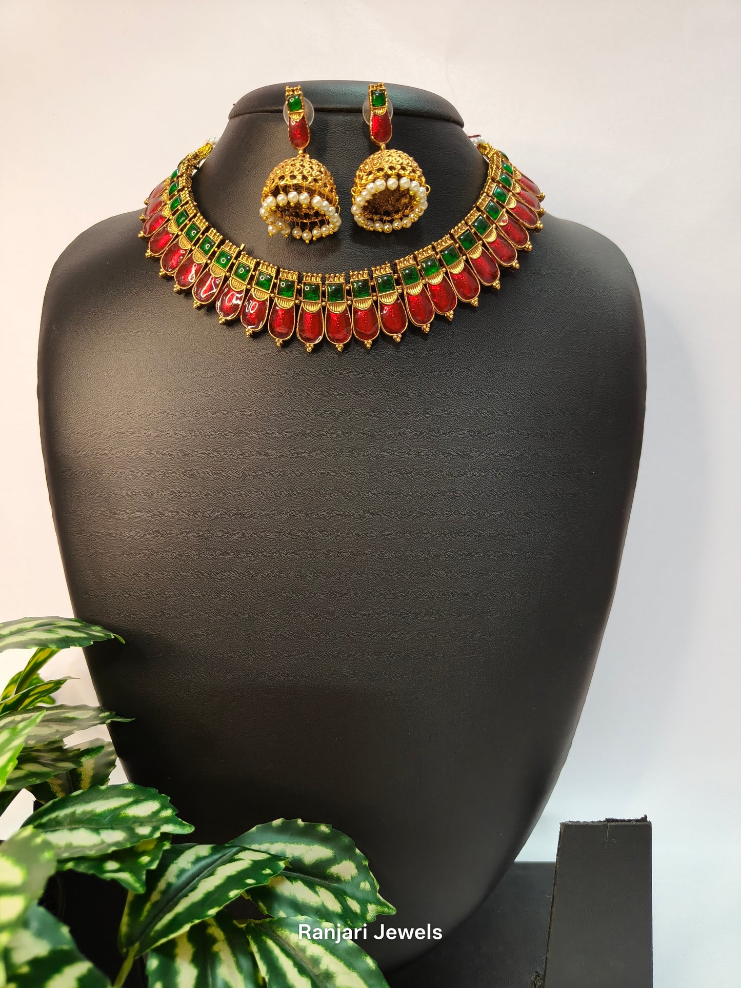 Kerala Traditional Palakka Enamel Necklace set