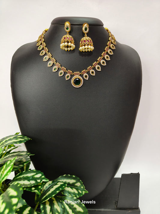 Ruby Emerald AD Necklace Set