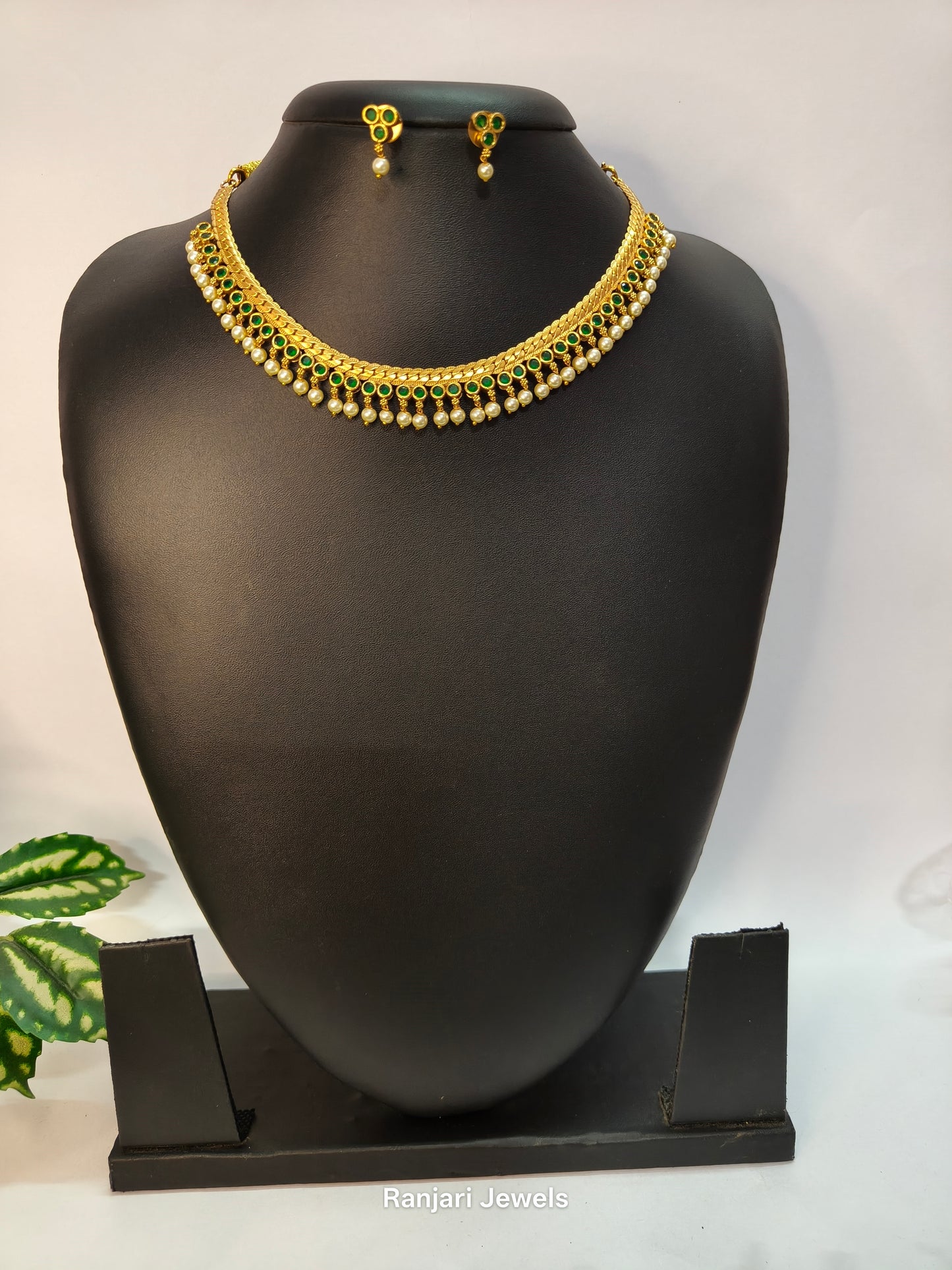 Kanika - Ruby  Emerald Pearl Choker Set