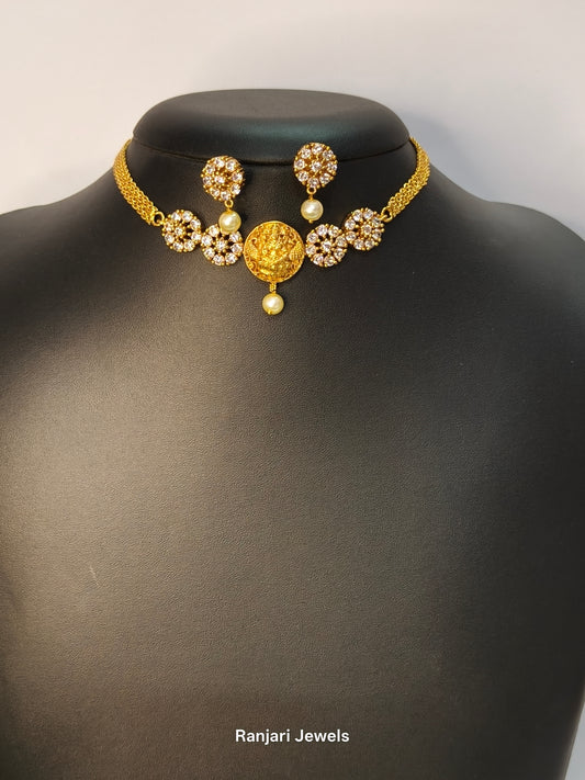 Boomika - Lakshmi Coin Floral AD Choker set