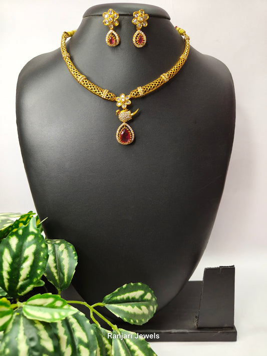 Pranika – Annam AD Necklace Set (Purple)