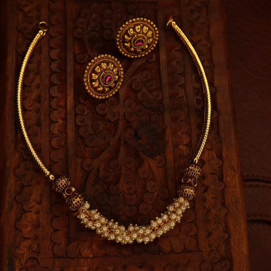Malar - Cluster Pearl Heritage Hasli Set