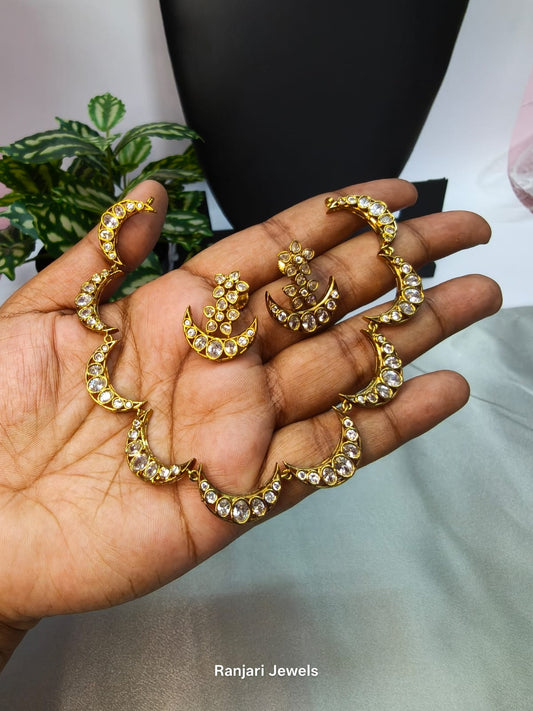Indulekha – Crescent Stone Necklace Set