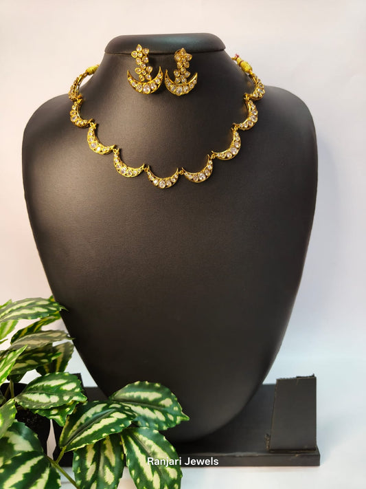 Indulekha – Crescent Stone Necklace Set