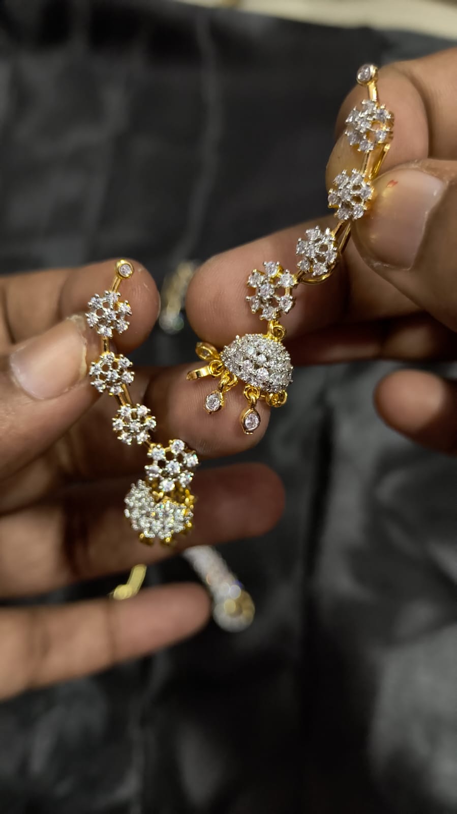 Shweta – Diamond Replica Bluetooth Style CZ Jumkha Earrings V13