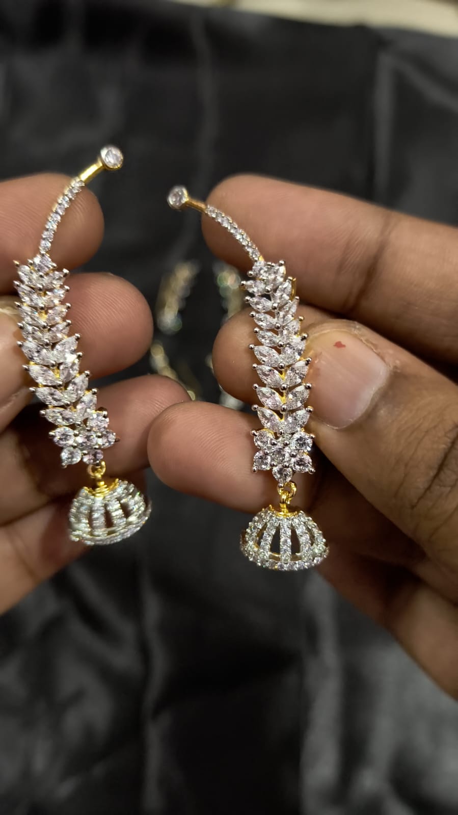 Shweta – Diamond Replica Bluetooth Style CZ Jumkha Earrings V14