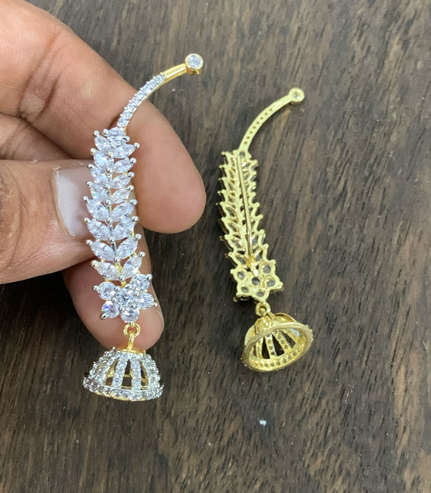 Shweta – Diamond Replica Bluetooth Style CZ Jumkha Earrings V14