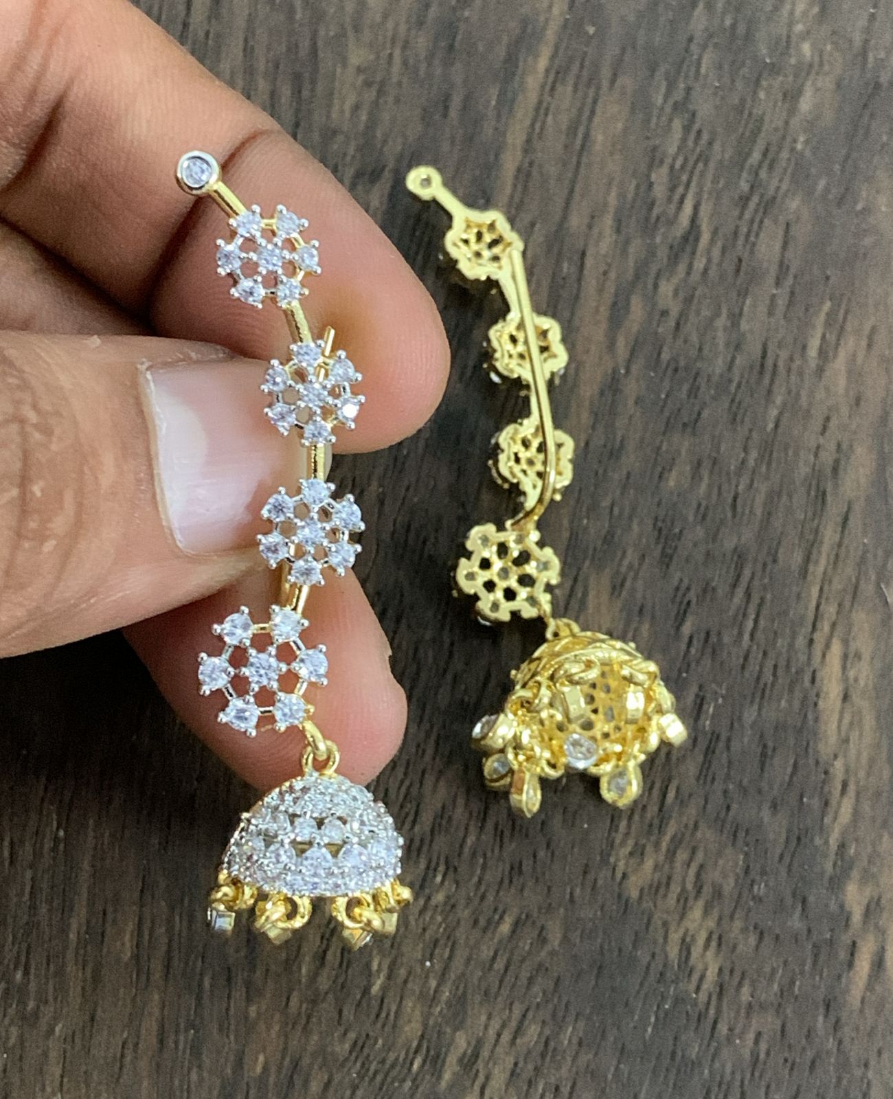 Shweta – Diamond Replica Bluetooth Style CZ Jumkha Earrings V13