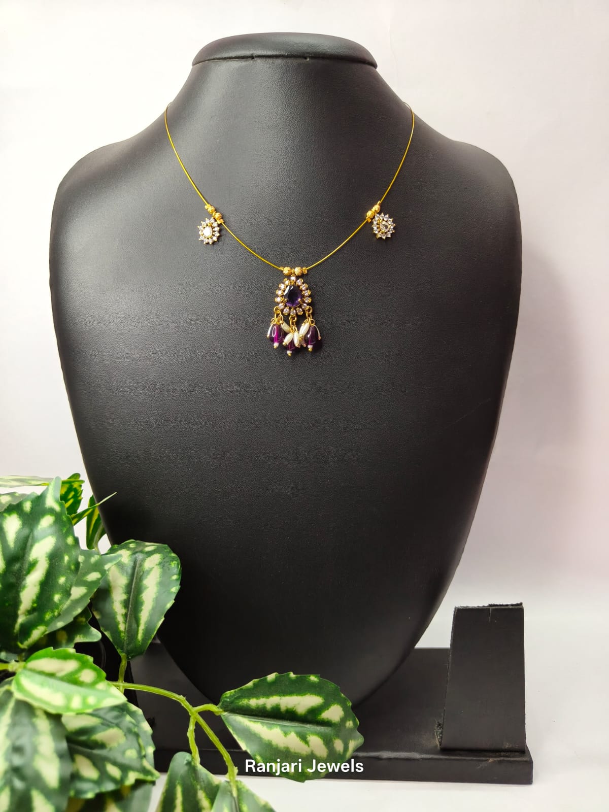 Purple Drop Invisible Chain Necklace