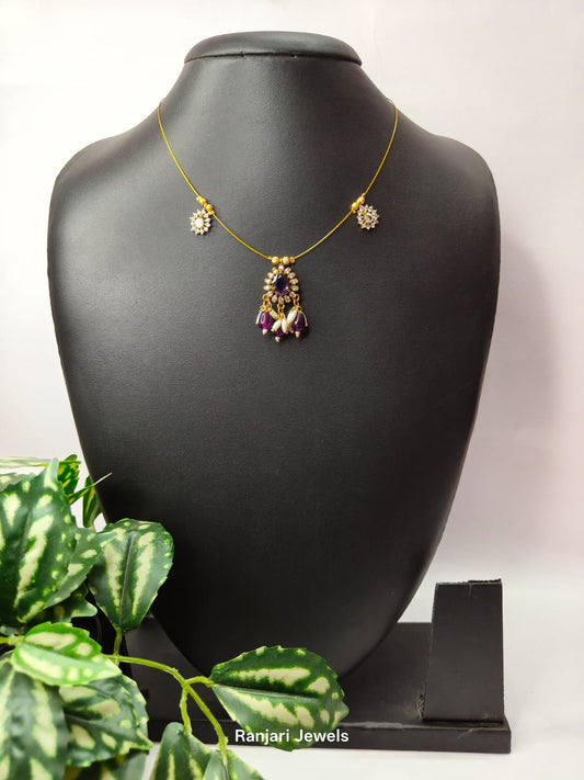 Purple Drop Invisible Chain Necklace