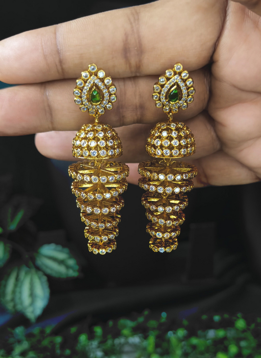 Padhmini - 7 layer Jumkha earrings(Green)