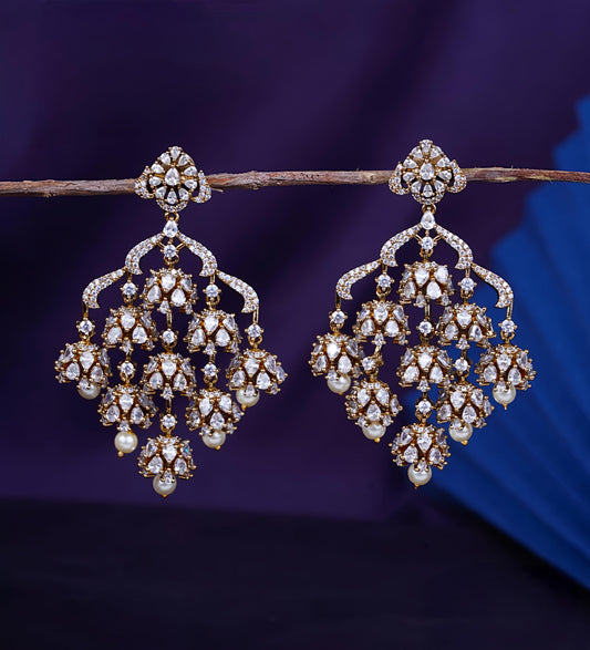 Premium uncut diamond statement earrings(White)