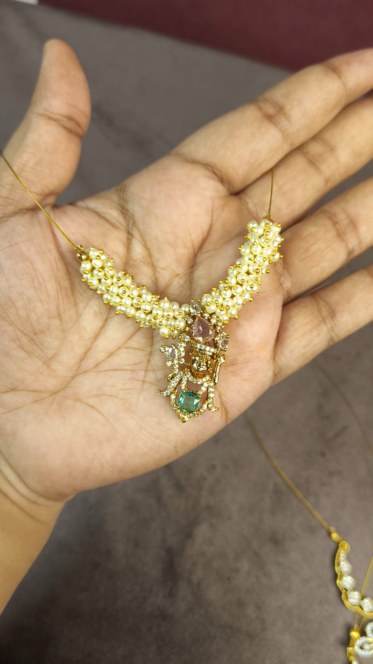 Pearl cluster Krishna invisible chain (Handmade) V2