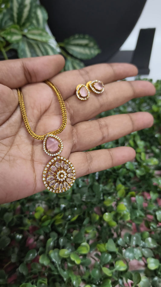 Amali - American diamond Attigai (Light Pink)