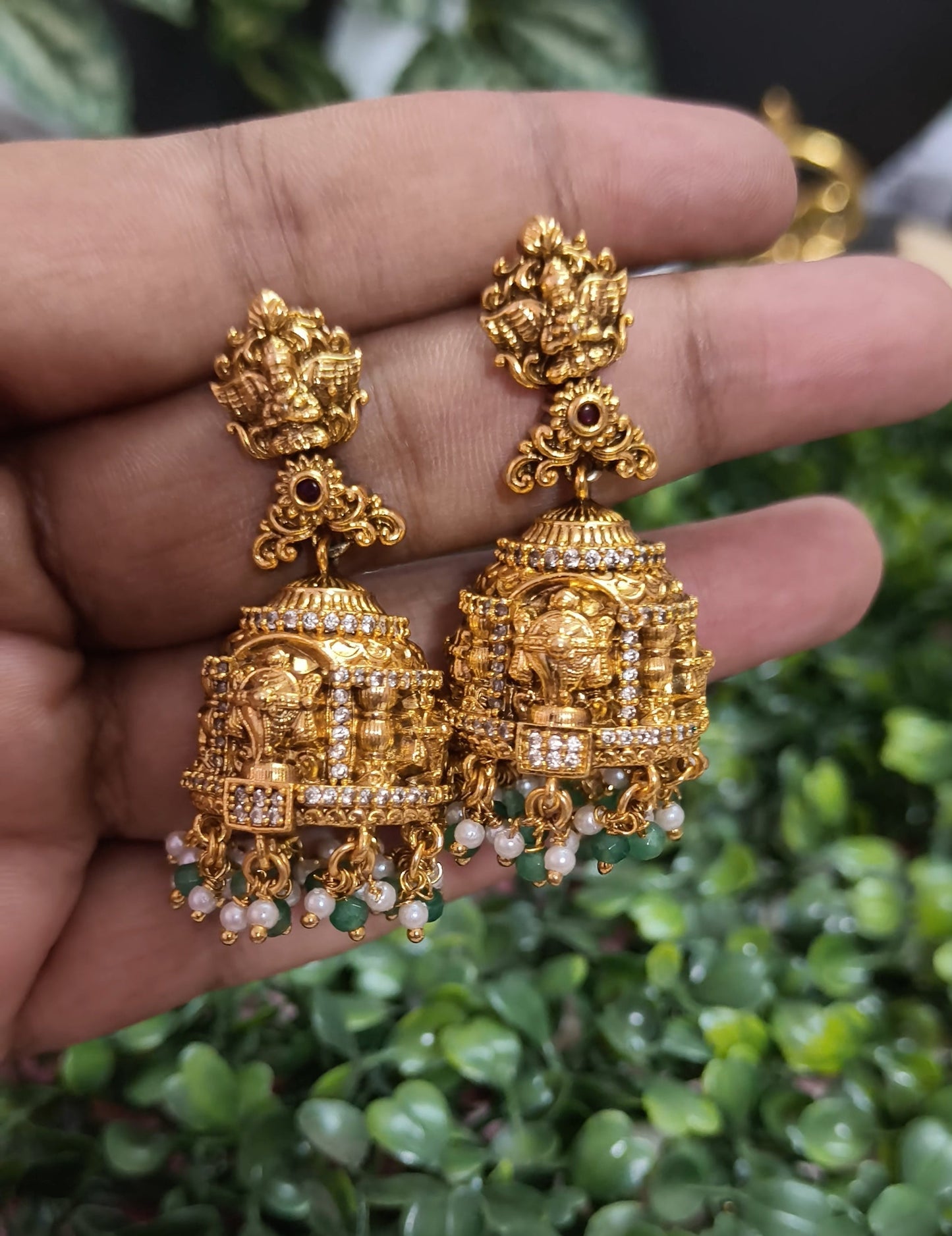 Premium 3D Nakshi Sangu motif Jhumka