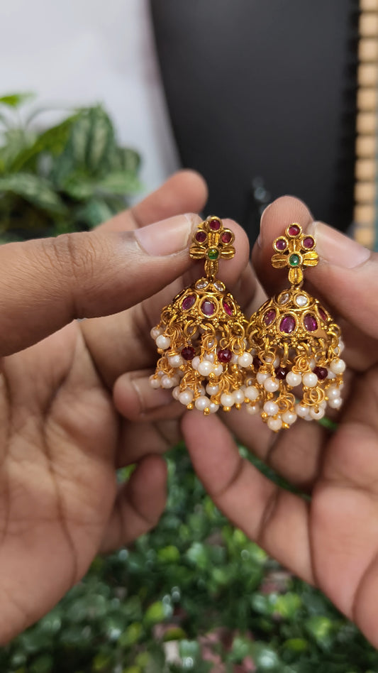 Anvaya – Ruby Pearl Jhumkas