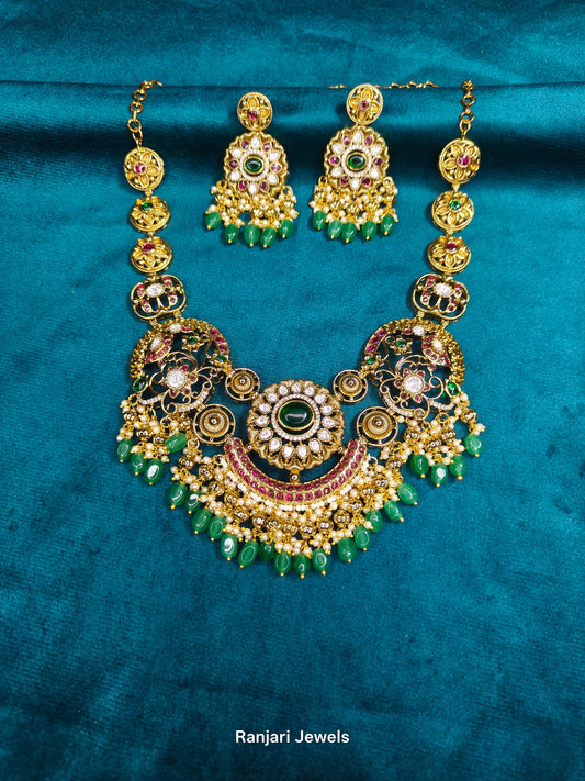 Aadhvika – Royal Antique Necklace Set (Non-Idol)