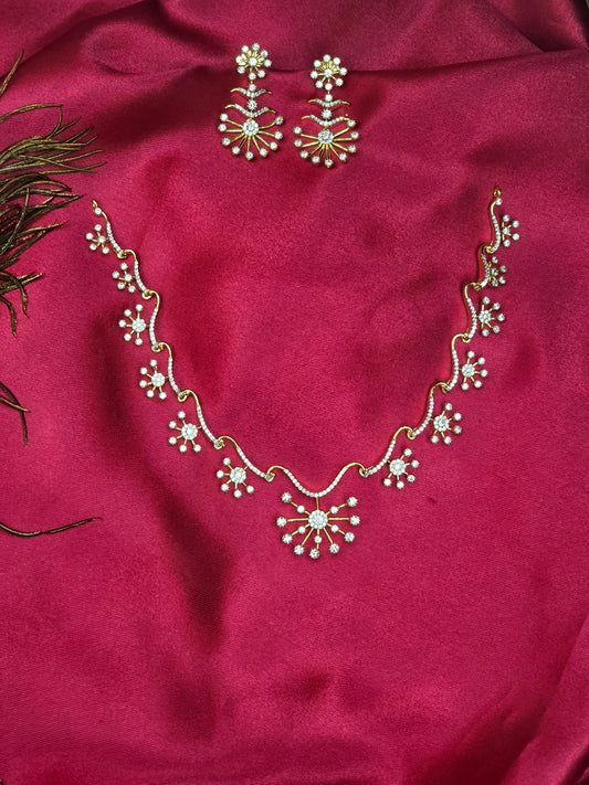 Vanathi V4- Premium Diamond Replica Necklace set